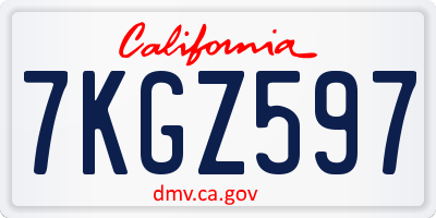 CA license plate 7KGZ597