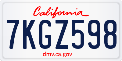 CA license plate 7KGZ598
