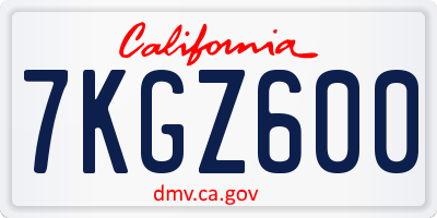 CA license plate 7KGZ600