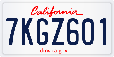 CA license plate 7KGZ601