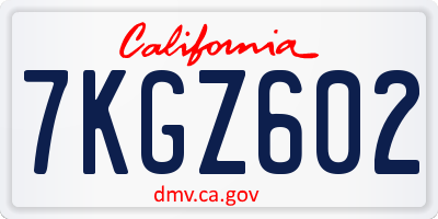 CA license plate 7KGZ602