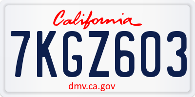 CA license plate 7KGZ603