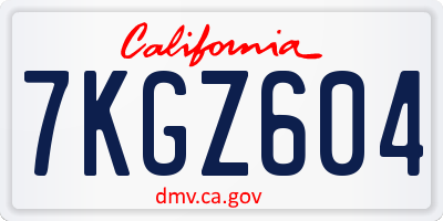 CA license plate 7KGZ604