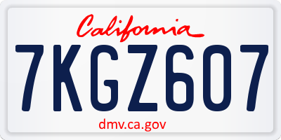CA license plate 7KGZ607