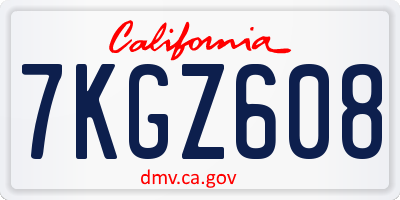 CA license plate 7KGZ608