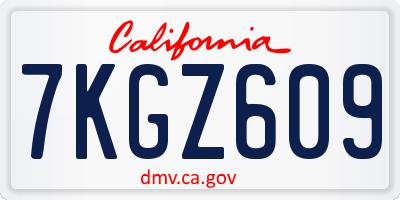 CA license plate 7KGZ609