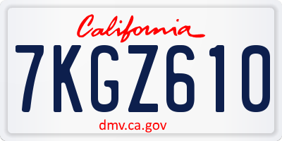 CA license plate 7KGZ610