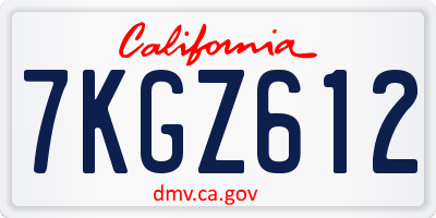 CA license plate 7KGZ612