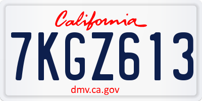 CA license plate 7KGZ613
