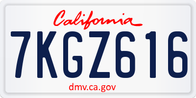 CA license plate 7KGZ616