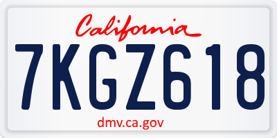 CA license plate 7KGZ618