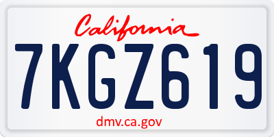 CA license plate 7KGZ619