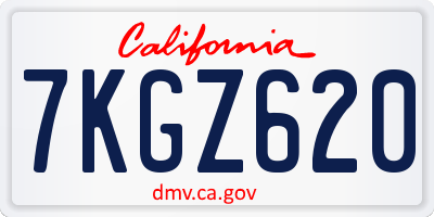CA license plate 7KGZ620