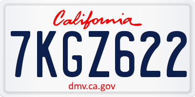 CA license plate 7KGZ622