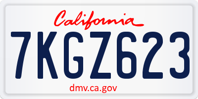 CA license plate 7KGZ623