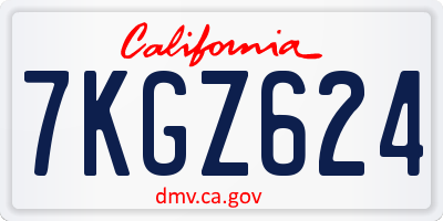 CA license plate 7KGZ624