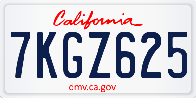 CA license plate 7KGZ625