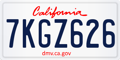 CA license plate 7KGZ626
