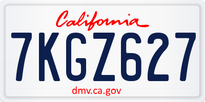 CA license plate 7KGZ627