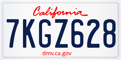 CA license plate 7KGZ628