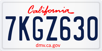 CA license plate 7KGZ630