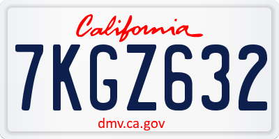 CA license plate 7KGZ632
