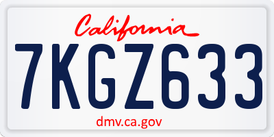 CA license plate 7KGZ633