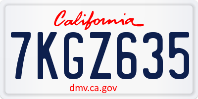 CA license plate 7KGZ635