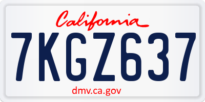 CA license plate 7KGZ637