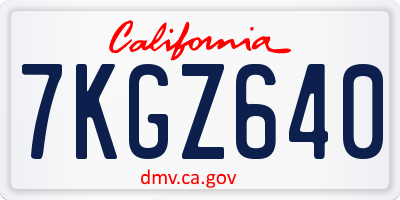 CA license plate 7KGZ640