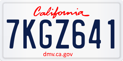 CA license plate 7KGZ641