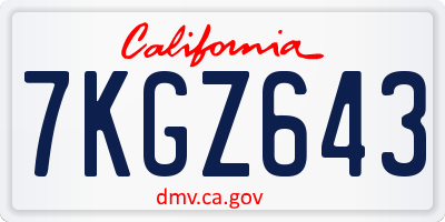 CA license plate 7KGZ643