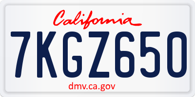 CA license plate 7KGZ650