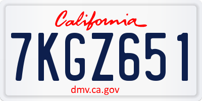 CA license plate 7KGZ651