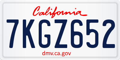 CA license plate 7KGZ652