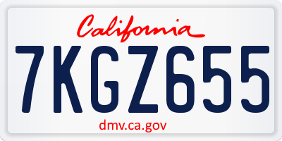 CA license plate 7KGZ655
