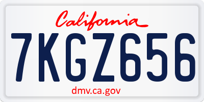 CA license plate 7KGZ656
