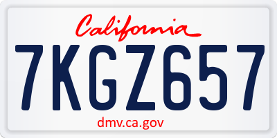 CA license plate 7KGZ657