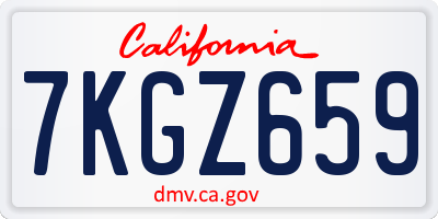 CA license plate 7KGZ659