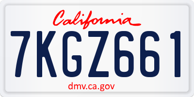CA license plate 7KGZ661