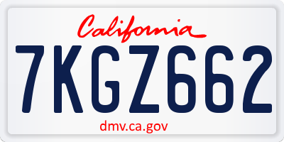 CA license plate 7KGZ662