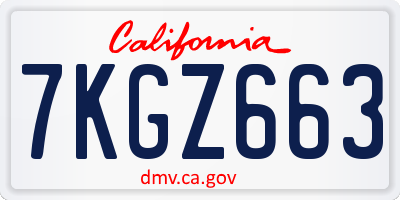 CA license plate 7KGZ663