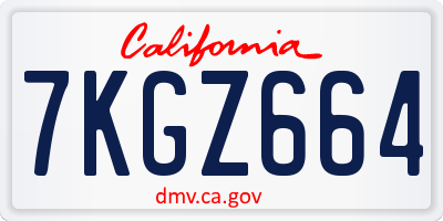 CA license plate 7KGZ664