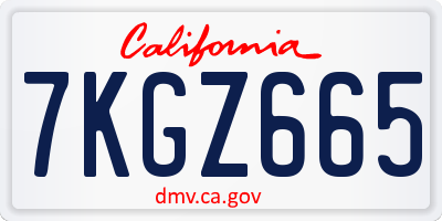 CA license plate 7KGZ665