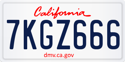 CA license plate 7KGZ666