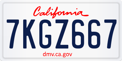 CA license plate 7KGZ667