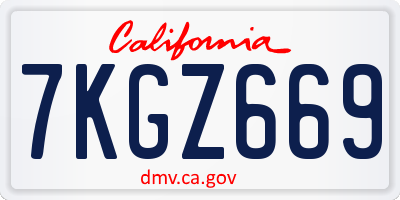 CA license plate 7KGZ669