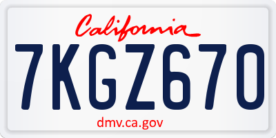 CA license plate 7KGZ670