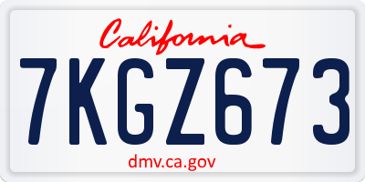 CA license plate 7KGZ673