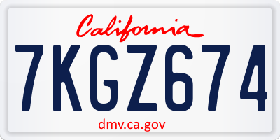 CA license plate 7KGZ674